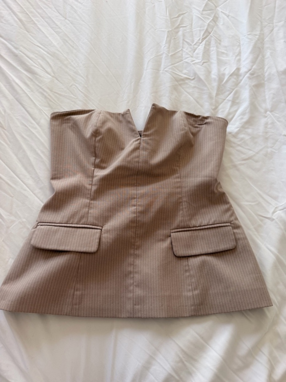 Zara Beige Pinstripe Bustier Top